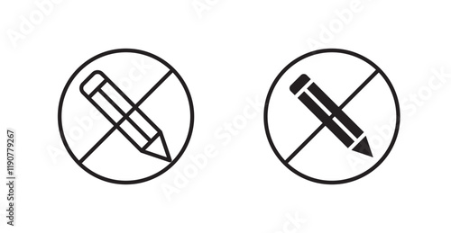 No writing sign vectors set in black. line and flat versions