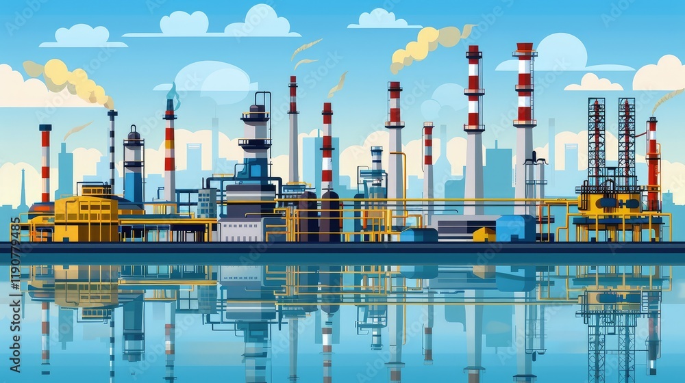 Obraz premium Modern Industrial Complex by the Waterside