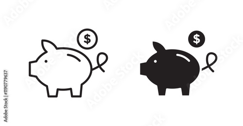 Piggy bank vector web icons set