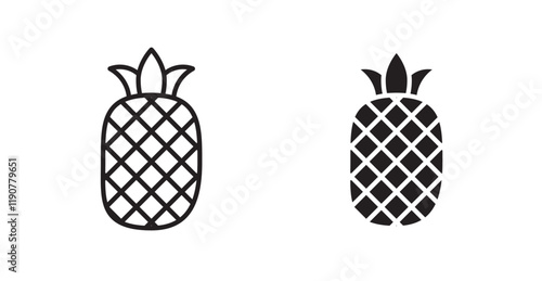 Pineapple vector web icons set