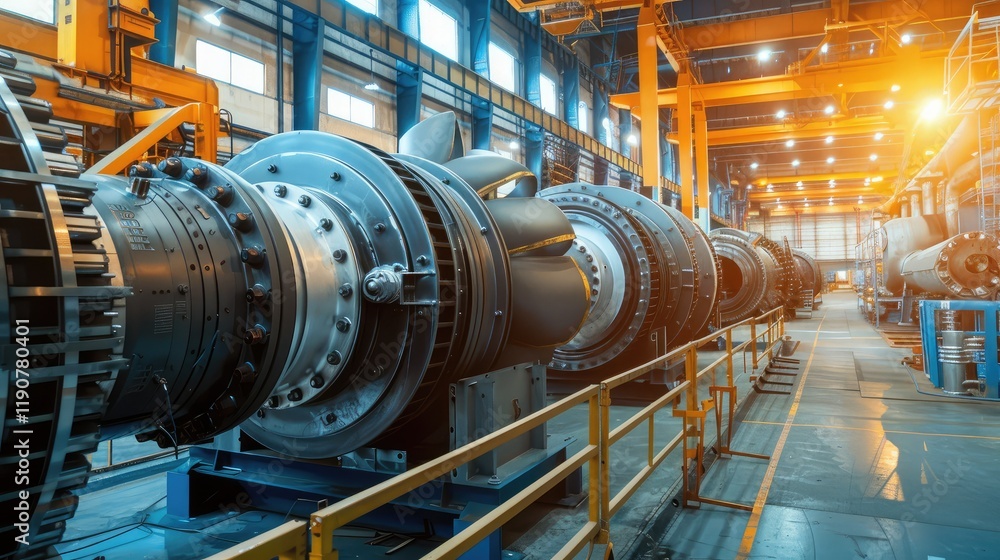Industrial Turbine Engines in Modern Factory Industrial Turbine Engines in Modern Factory