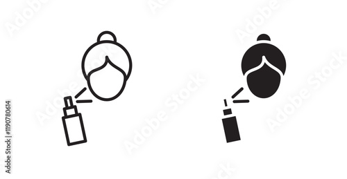 Spray on face vector web icons set