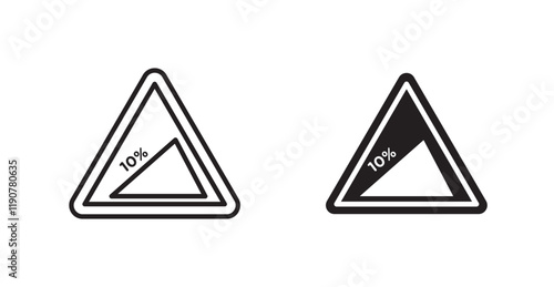 Steep slope ahead vectors web signs set