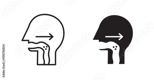 Swallowing reflex vector web icons set