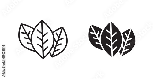 Tobacco leaves vector web icons set