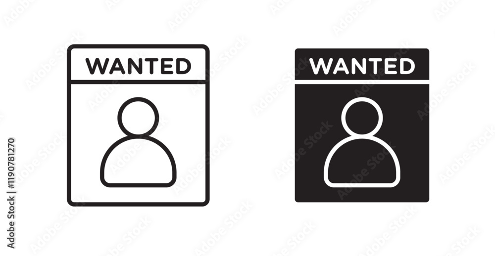 Wanted vector web icons set Wanted vector web icons set