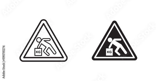Warning heavy object vectors web signs set