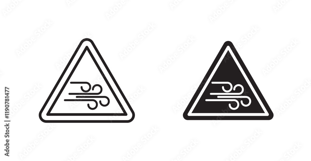 Wind warning vectors web signs set Wind warning vectors web signs set