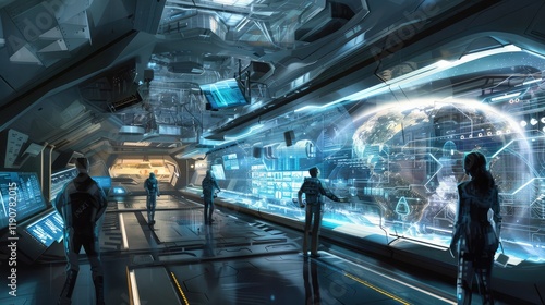Futuristic Space Station Command Center