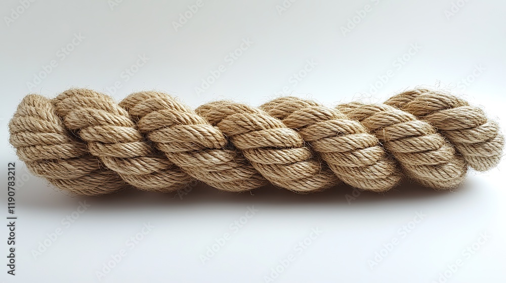 Natural hemp rope, displayed against a plain white background Natural hemp rope, displayed against a plain white background
