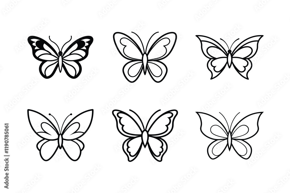 Fototapeta premium set of vector butterflies
