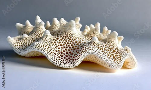 Intricate White Porous Structure with Organic Wave-Like Patterns - High-Resolution Microstock Image for Scientific and Artistic Use