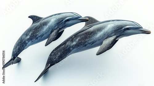 Playful Pair of Dolphins on White Background. Generative AI photo