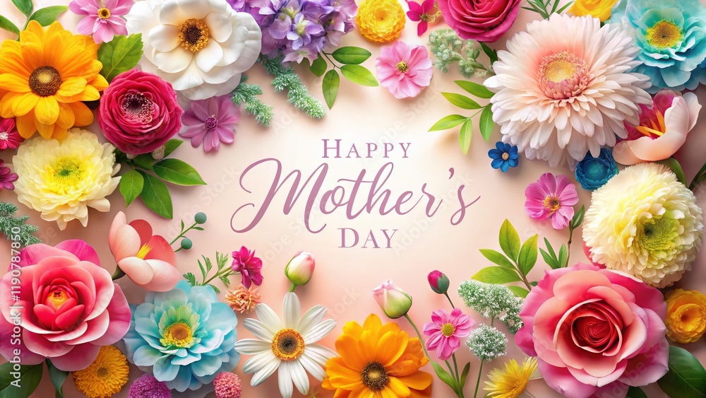 Happy Mother's Day Floral Background with Copy Space - Stock Photo Happy Mother's Day Floral Background with Copy Space - Stock Photo
