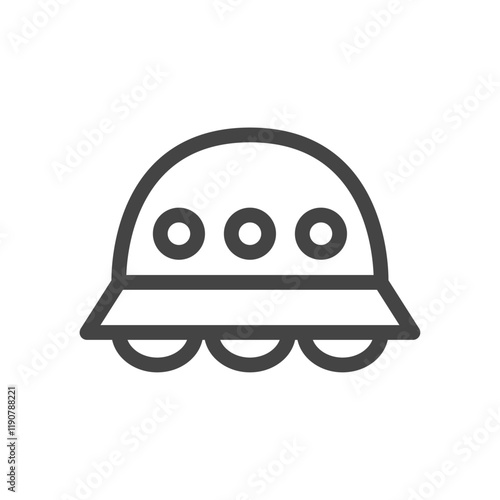 線画乗り物関連の単品アイコン　UFO