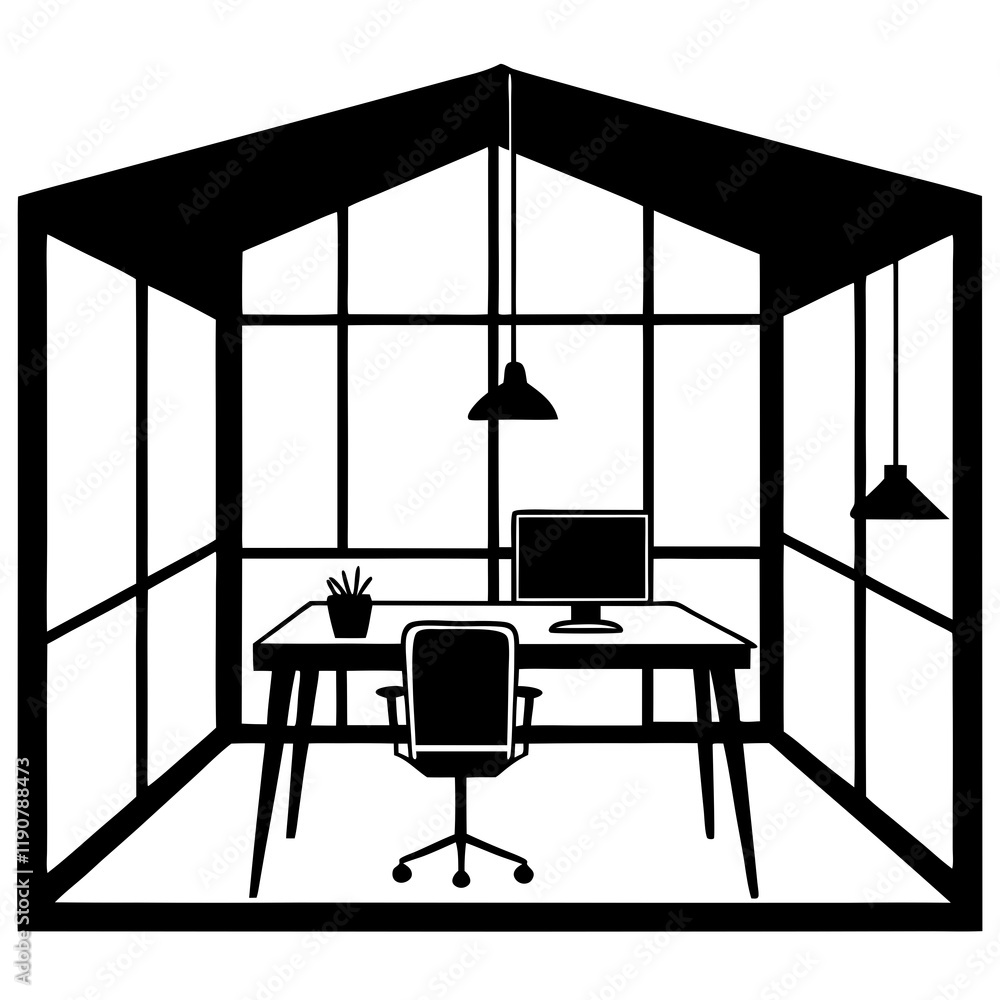 Fototapeta premium Tranquil Panoramic Workspace Envisioned as a Coastal Retreat desk chair
