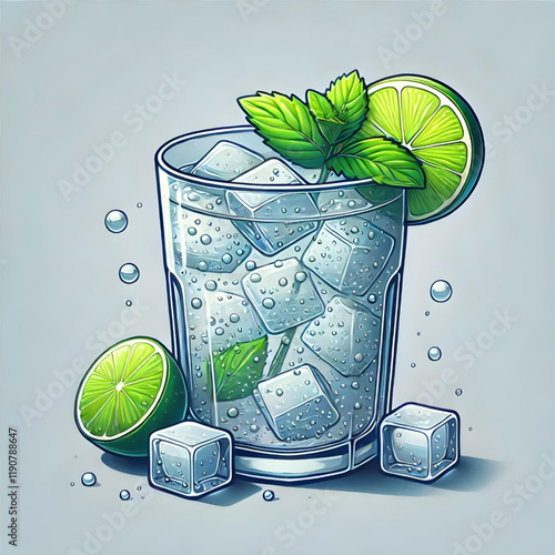 mojito cocktail with lime and mint
