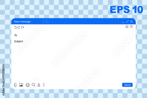 Email interface. Mail windowtemplate set for laptop, tablet and phone. Email mockup. UI window for message box. Internet mail frame. Vector EPS 10.