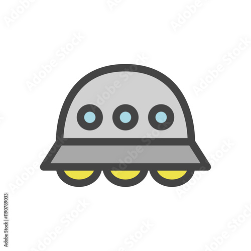 カラー乗り物関連の単品アイコン　UFO