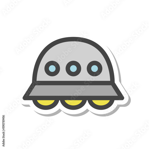 ステッカー風乗り物関連の単品アイコン　UFO