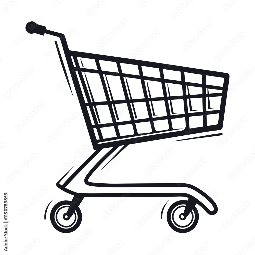 Simple Black and White Shopping Cart Icon Simple Black and White Shopping Cart Icon