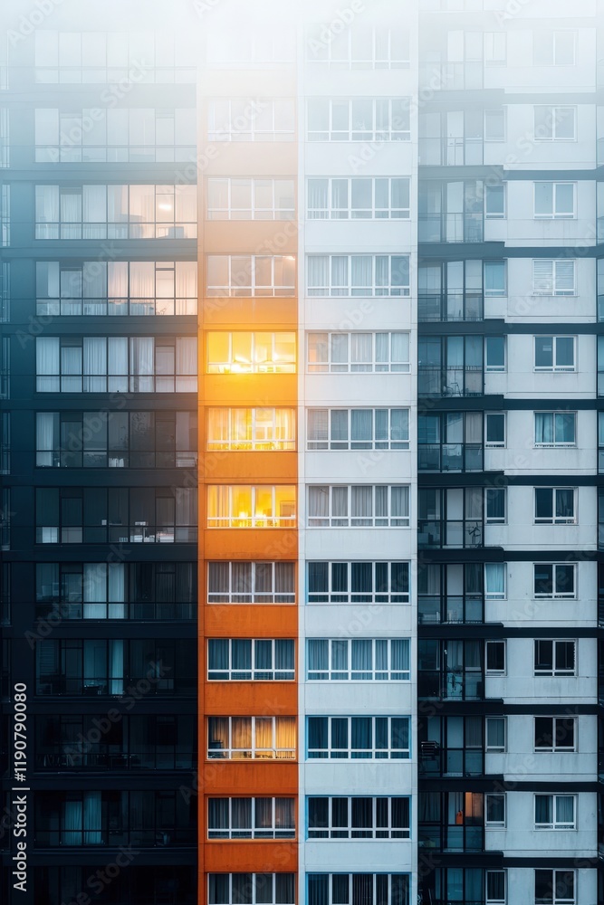 Urban Apartment Building with Colorful Facade Urban Apartment Building with Colorful Facade