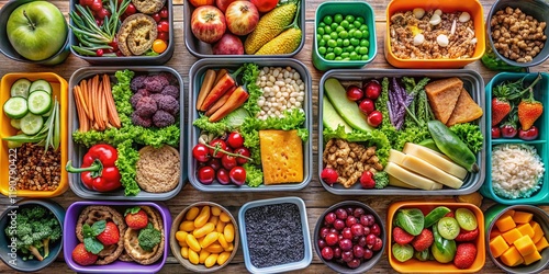 Wallpaper Mural Healthy Vegan School Lunch Boxes: Top View Flatlay Photography Torontodigital.ca