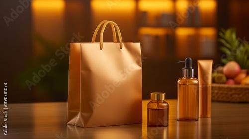 Luxury Gold Beauty Product Packaging Mockup. Generative AI photo