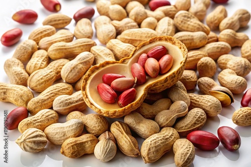 Wallpaper Mural High-Res Image of Peanuts on White Background: Nutritious Grains, Healthy Snack Torontodigital.ca