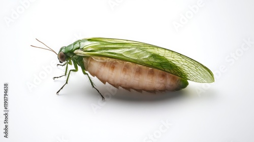 Green chinch bug on white background. Generative AI photo