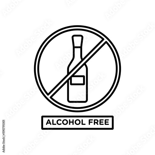 Alcohol free icon vector outline logo sign