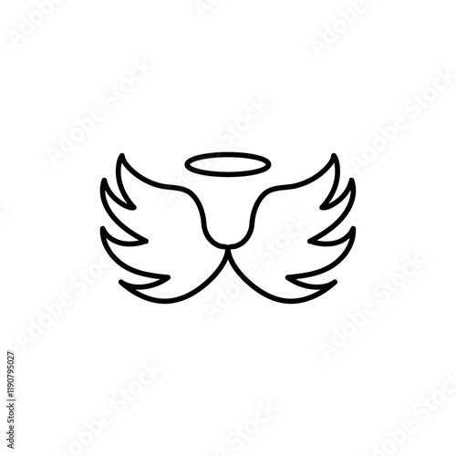 angel wing icon vector outline logo sign