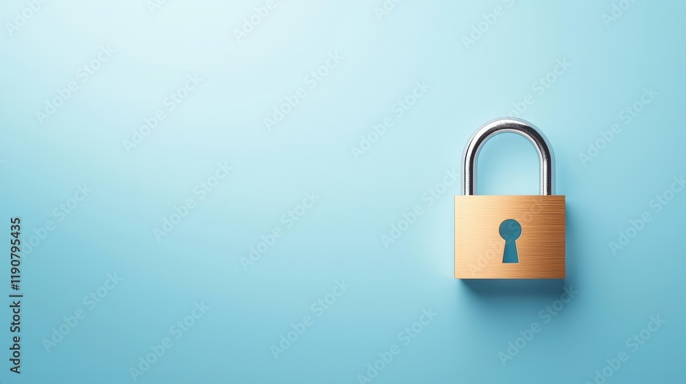 Secure Lock on Blue Background for Privacy Concept Secure Lock on Blue Background for Privacy Concept