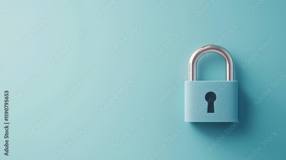 Stylish Blue Lock on a Minimalist Background Stylish Blue Lock on a Minimalist Background