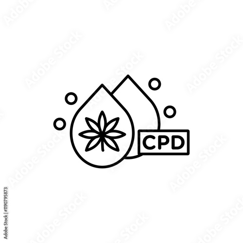 CBD oil drop icon vector outline logo sign