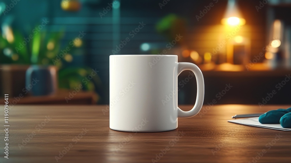 White Mug on a Medical Professional's Desk. Generative AI White Mug on a Medical Professional's Desk. Generative AI