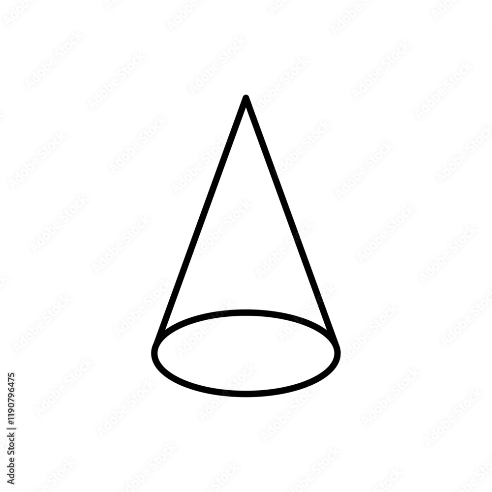 Fototapeta premium Cone shape 3D icon vector outline logo sign