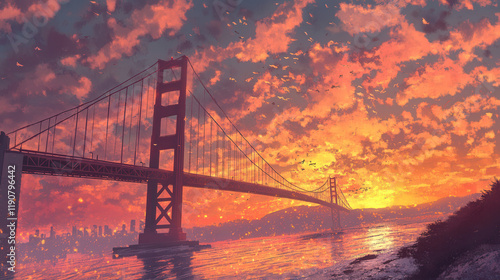 Golden Gate Bridge at sunset 