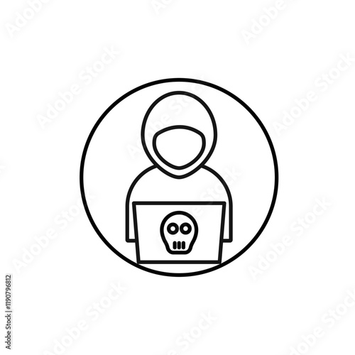 Cyber crime icon vector outline logo sign