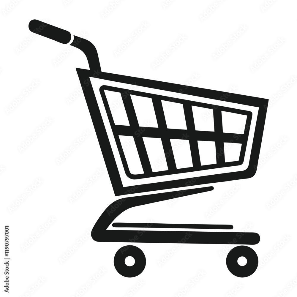 Simple Black and White Shopping Cart Icon Simple Black and White Shopping Cart Icon