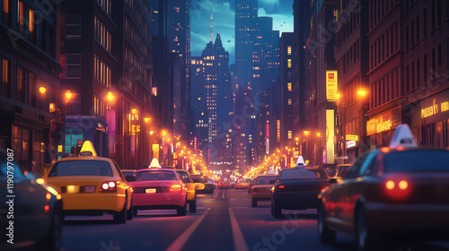 The city streets at night are crowded with cars