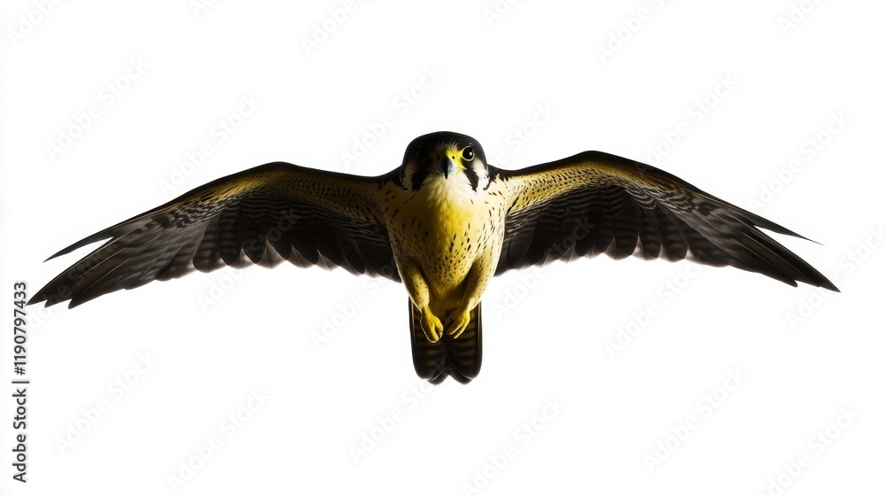 Naklejka premium Peregrine Falcon in Flight on White Background. Generative AI