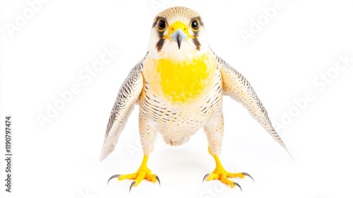 Peregrine Falcon with Yellow Chest on White Background. Generative AI photo