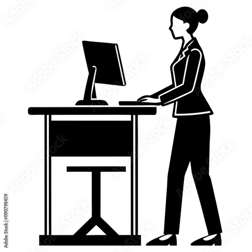 Virtual Assistant Mastering Remote Work at Standing Desk laptop startup