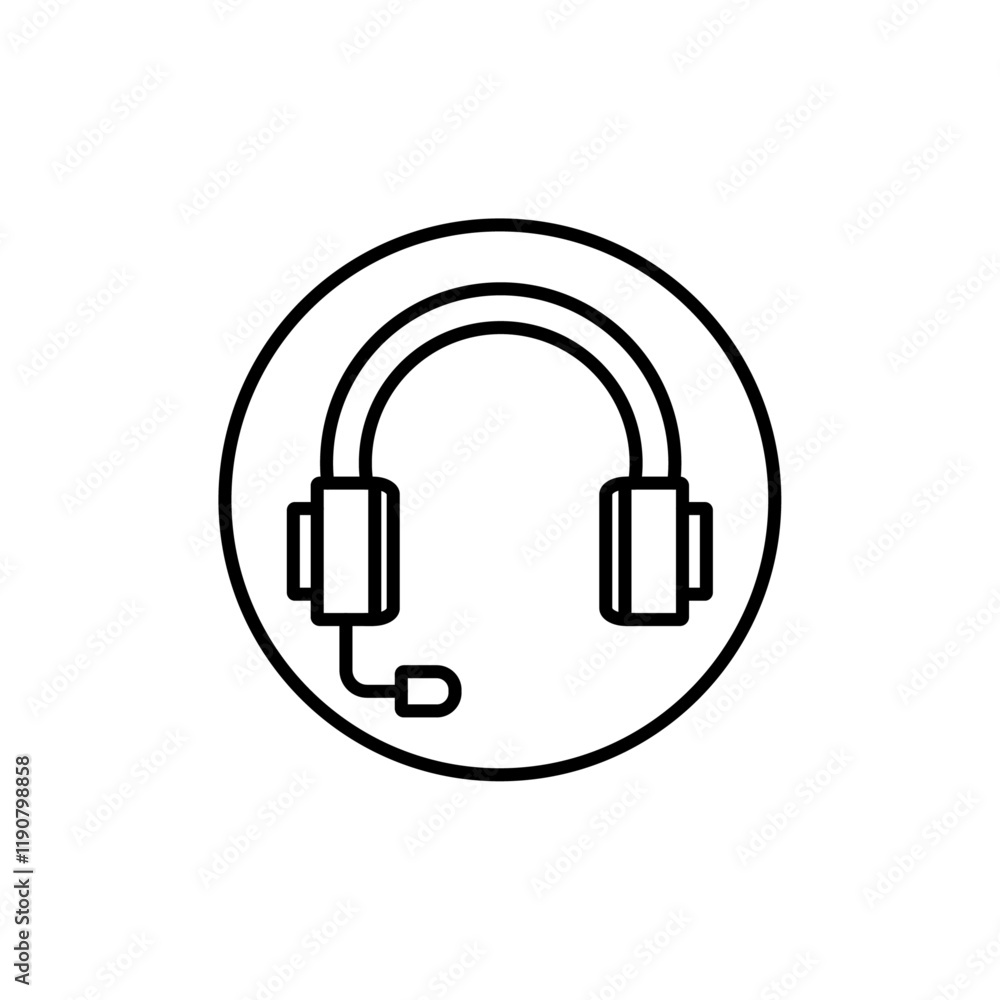 Headset icon vector outline logo sign Headset icon vector outline logo sign