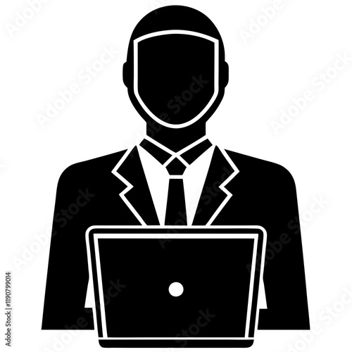 Tech-Savvy Virtual Assistant at Work Silhouette online laptop growth  