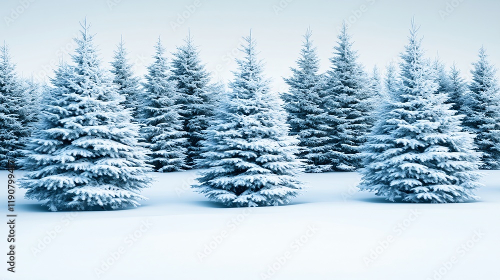 Fototapeta premium Snowy Winter Forest Scene with Majestic Fir Trees