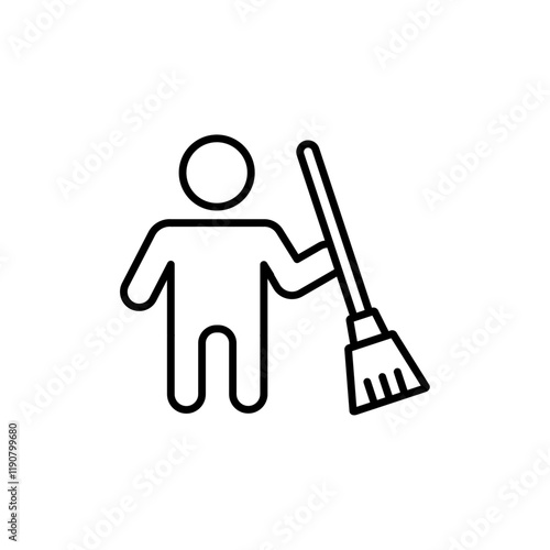 Janitor icon vector outline logo sign