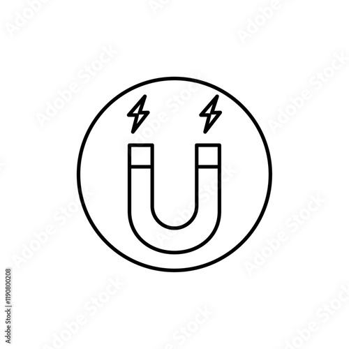 Magnet with power icon vector outline logo sign