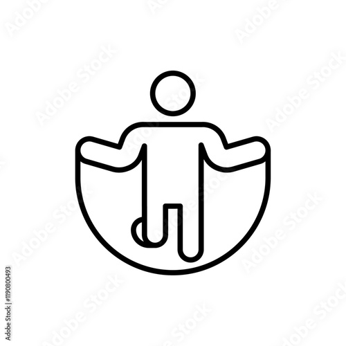 Man jumping with skipping rope icon vector outline logo sign